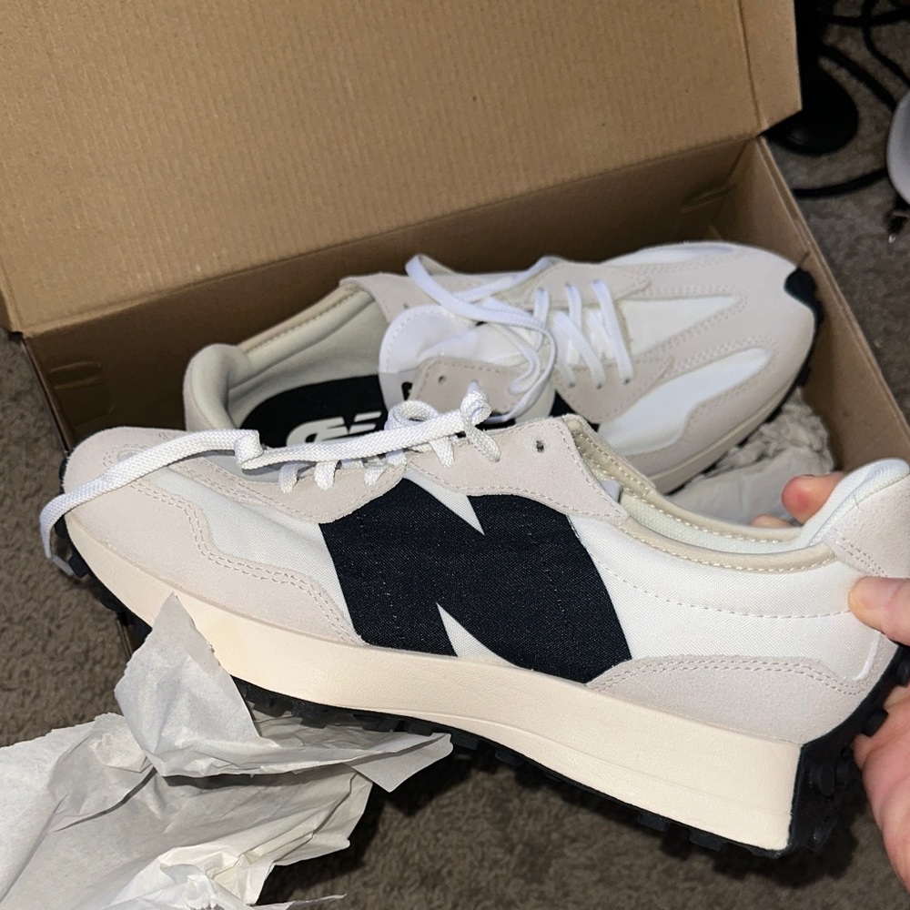 New Balance White and Black Athletic Shoes